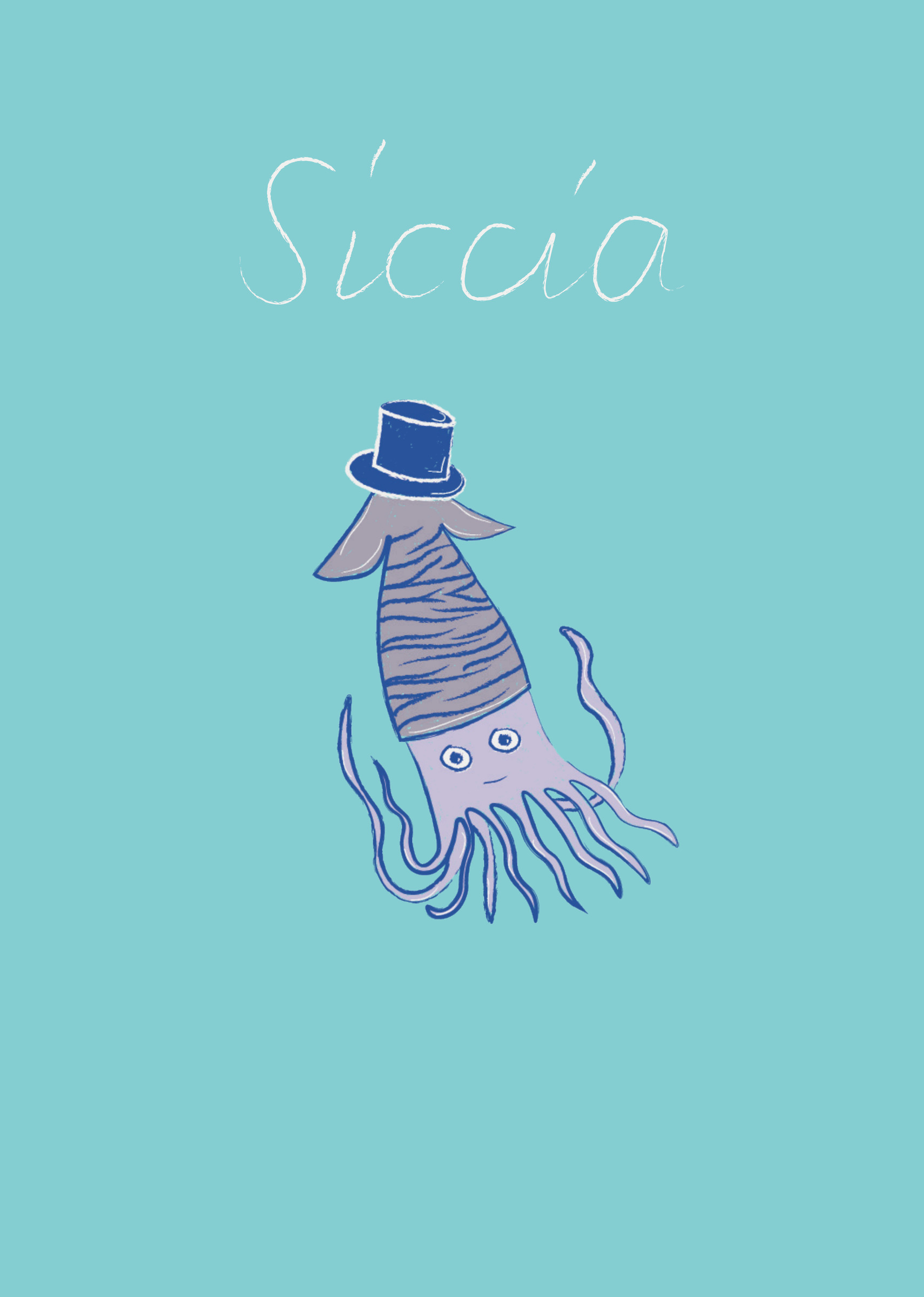 Table sign, Siccia, a cuttlefish in a top hat