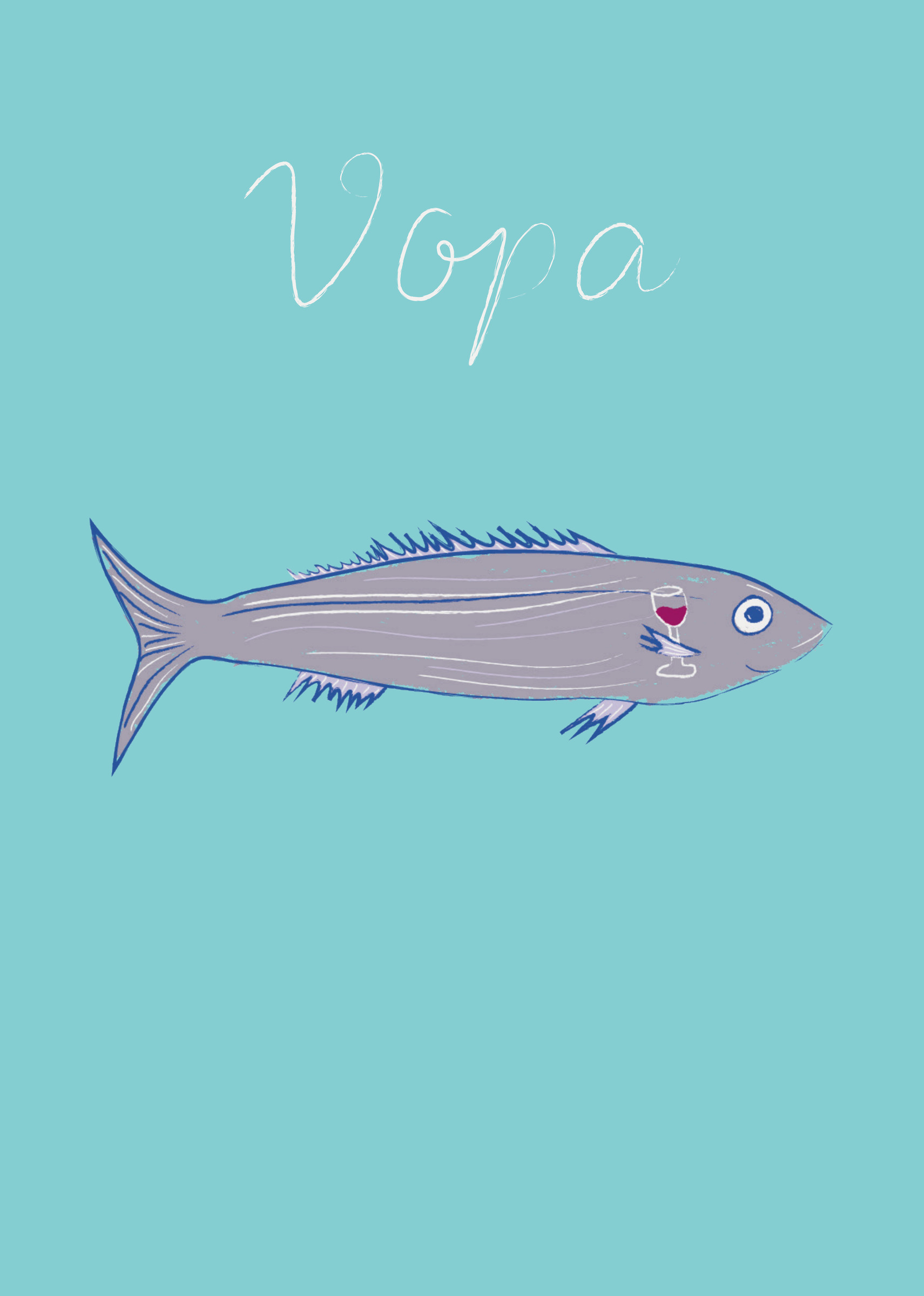 Table sign, Vopa, a bogue with a glass of wine